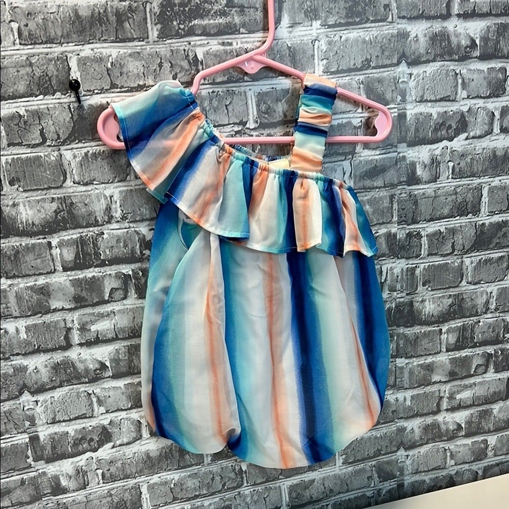 Striped Ruffle Baby Romper - Picture 2 of 7